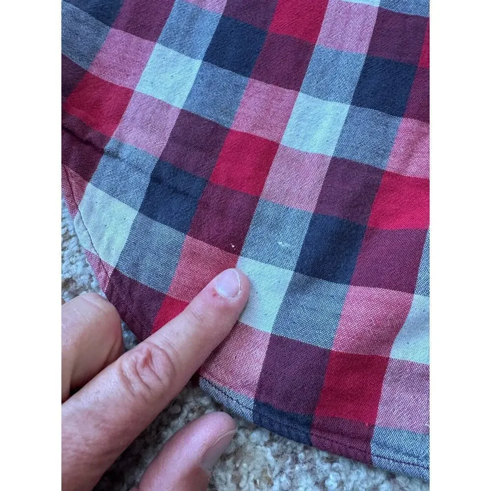 J. Crew button up shirt, men's Large, Tailored fit, Red & Black plaid cotton